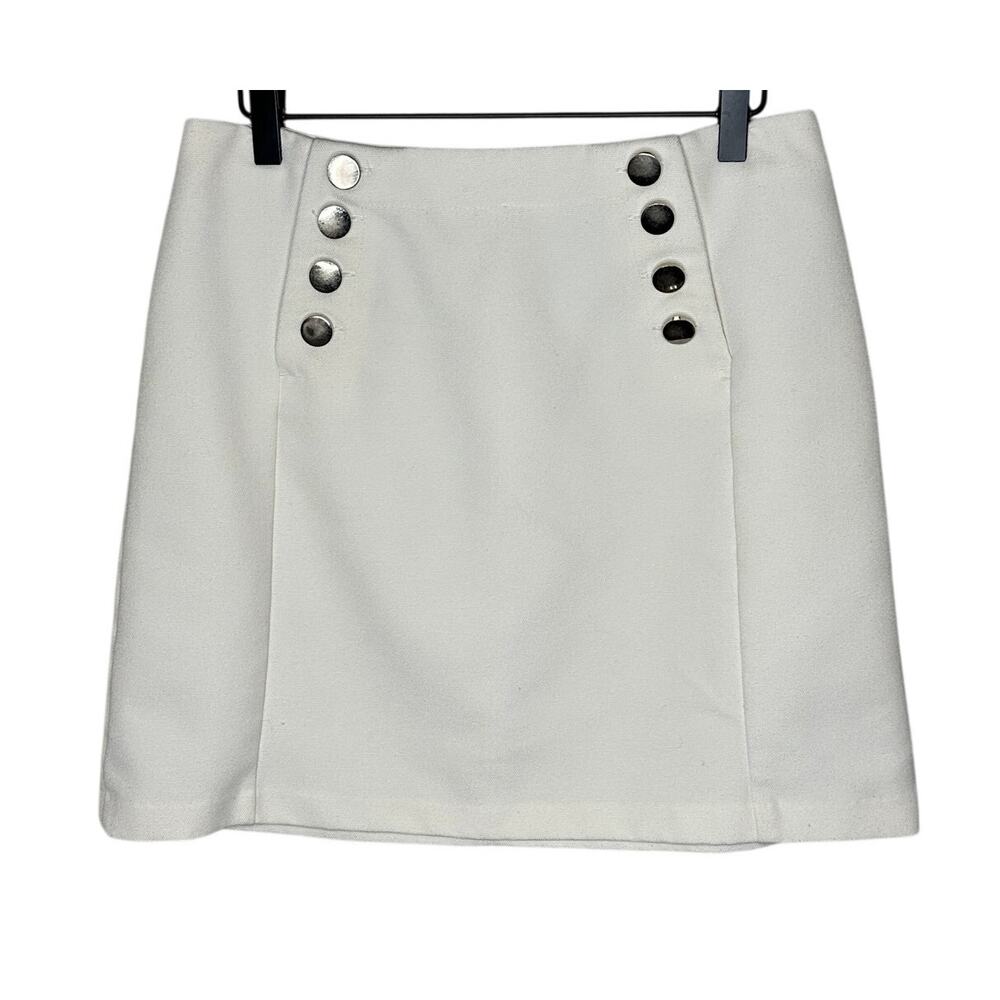 H&M White Cream Mini Skirt Size 12 Contemporary Minimalist Casual